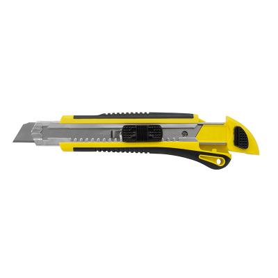 General-purpose Knife with Non-Slip Rubbergrip, 18 mm blade, Automatic Lock and Storage with lock and 2 extra blades
